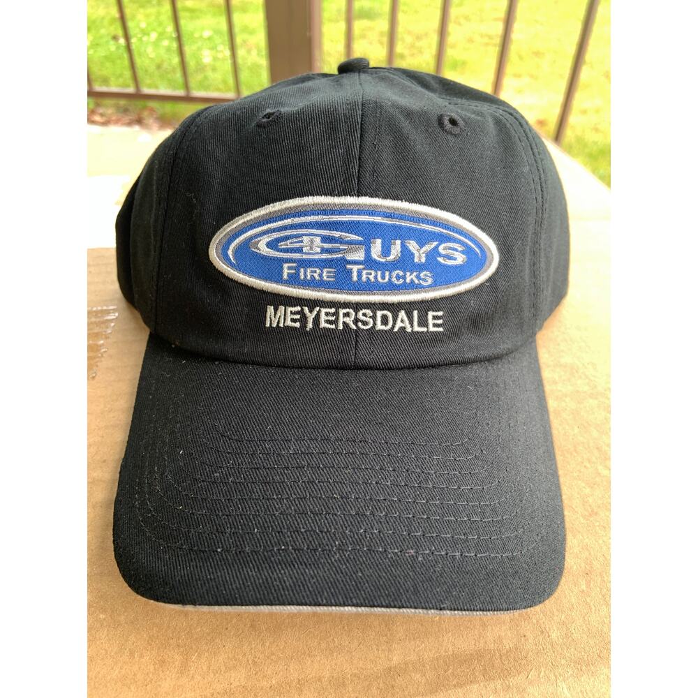 Vintage Four Guys Fire Trucks Black Trucker Hat Logo Embroidered